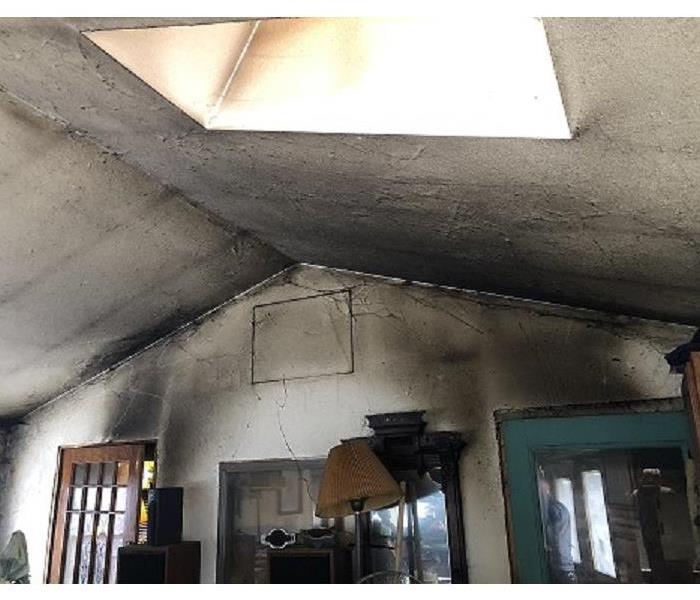 Smoke damaged living room